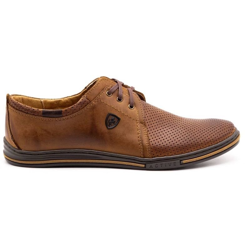 Polbut Sapatos de couro masculino 343p Camelo aberto castanho