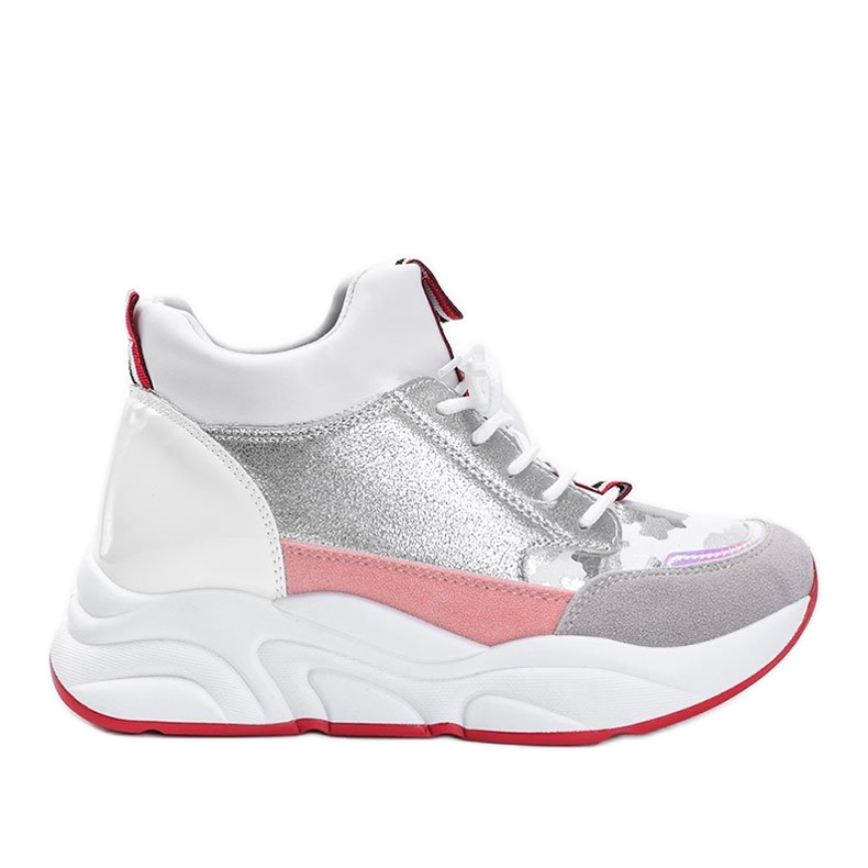 Tênis branco em sola grossa de Cassadi prata multicolorido