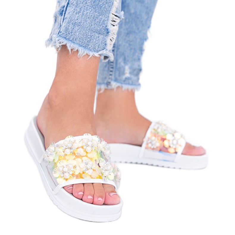 Chinelos holográficos brancos Roma