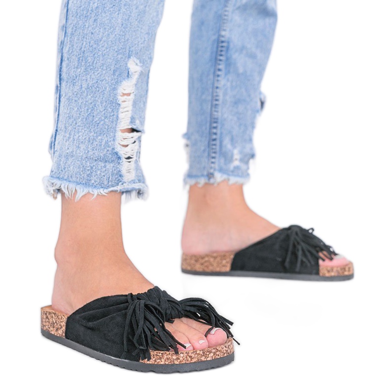 Sandálias pretas na sola de cortiça Crys preto