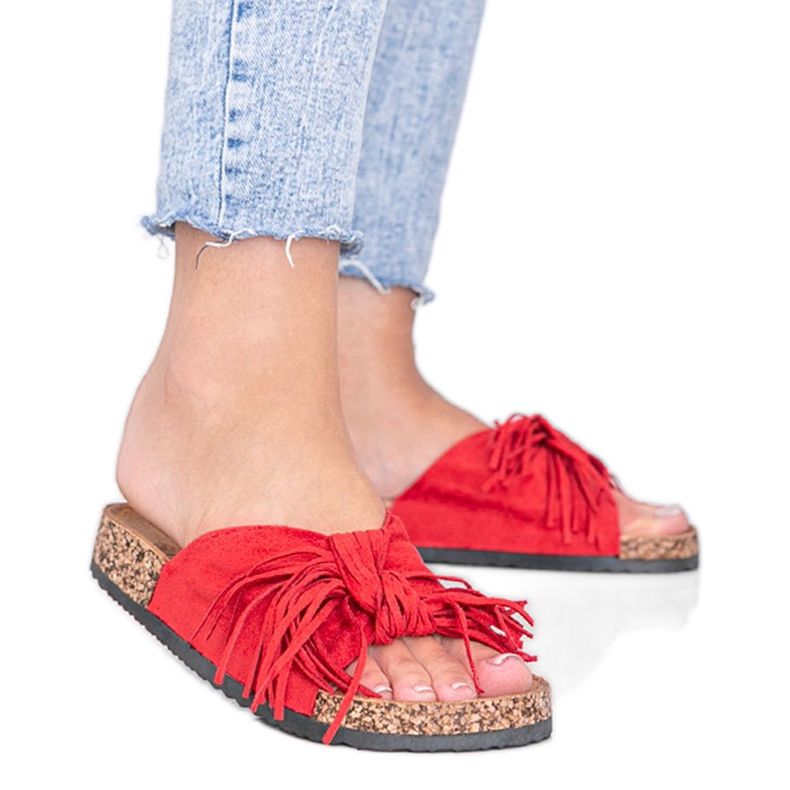 Sandálias vermelhas na sola de cortiça Crys vermelho