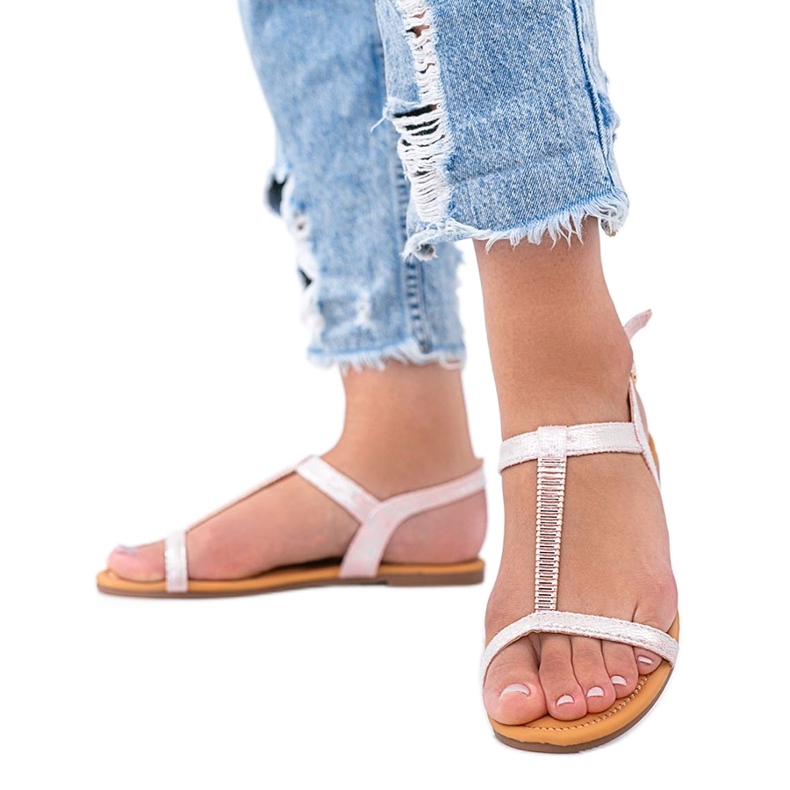 Sandálias femininas holográficas rosa Igi