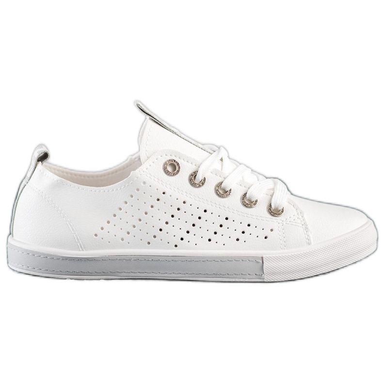 Bella Paris Tênis Com Couro Eco branco