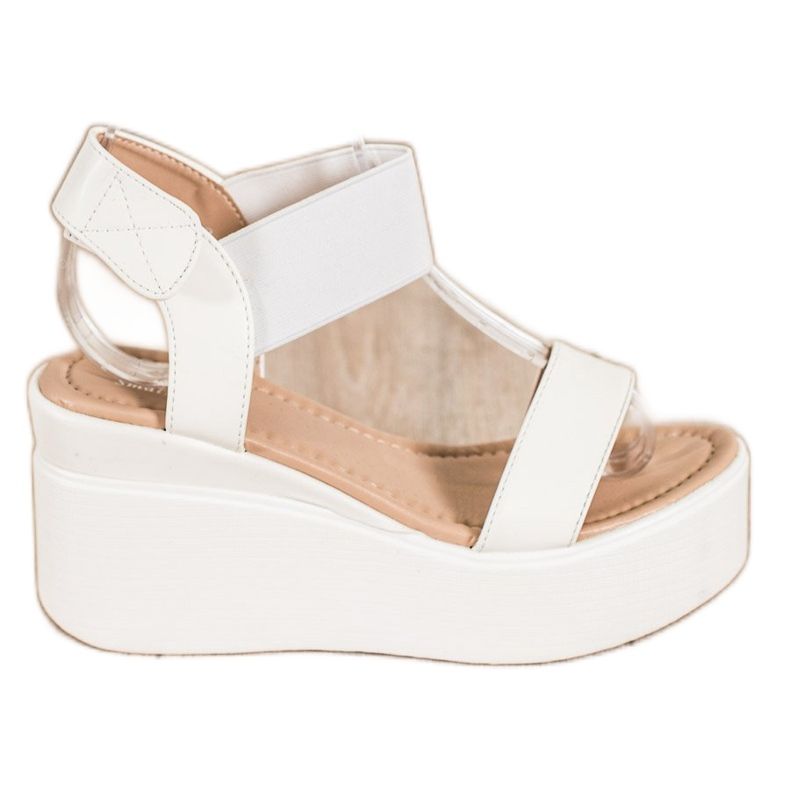 Small Swan Sandálias Fashion Wedge branco