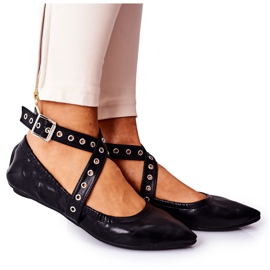 Bailarinas de couro dobrado Lu Boo preto