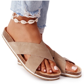 Chinelos com perfil de couro Big Star HH274593 Bege