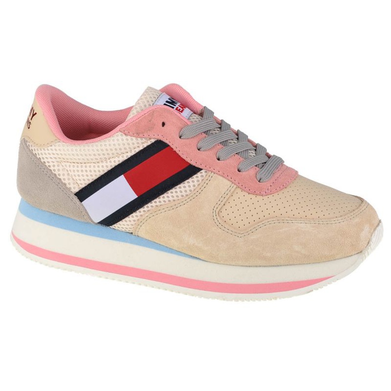Tênis Tommy Hilfiger Jeans Flatform Runner W EN0EN01357-AA8 bege rosa