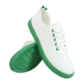 Tênis feminino com atacadores, branco e verde LA44 Verde
