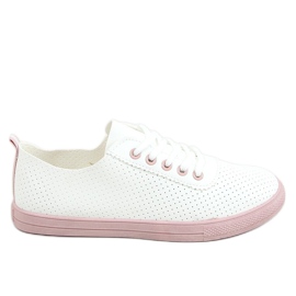 Tênis feminino com atacadores, branco e rosa LA44 rosa