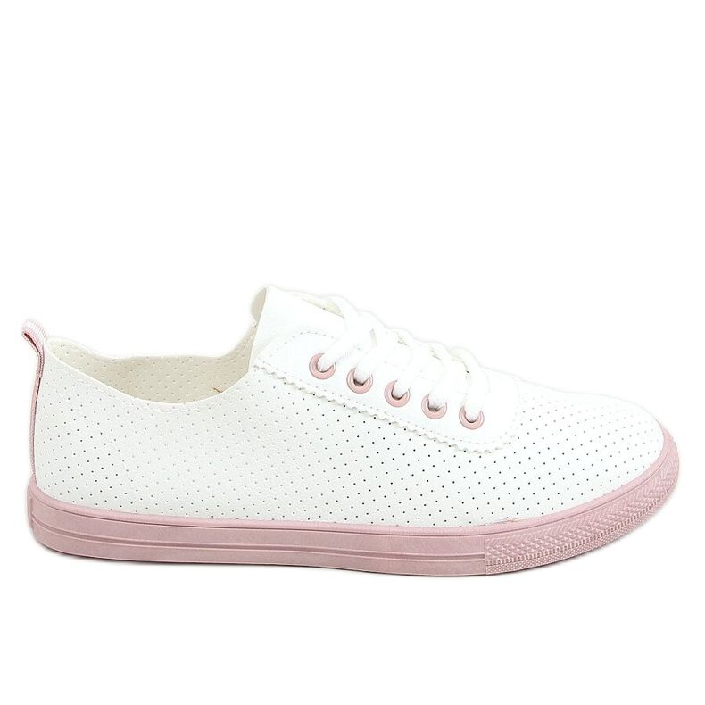 Tênis feminino com atacadores, branco e rosa LA44 rosa