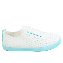 Tênis feminino com atacadores, branco e azul LA44 Blue Tênis feminino com atacadores, branco e azul LA44 Blue