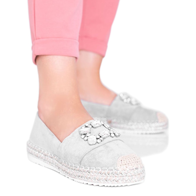 Alpercatas cinzentas decoradas com pedras Cuban Vibe cinza Alpercatas cinzentas decoradas com pedras Cuban Vibe cinza