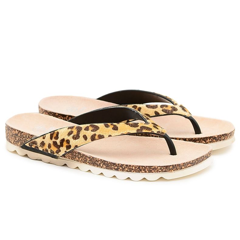 Flip-flops em Cork Lu Boo Leopard castanho