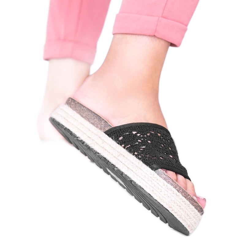 Chinelos de renda preta Glam Shape preto