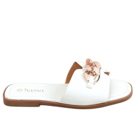 White 377 chinelos brancos com corrente