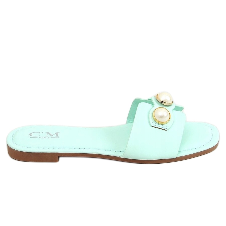 Chinelos com pérolas de hortelã 55-37 LT.GREEN verde