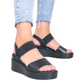 Sandálias pretas de cunha da Wins preto