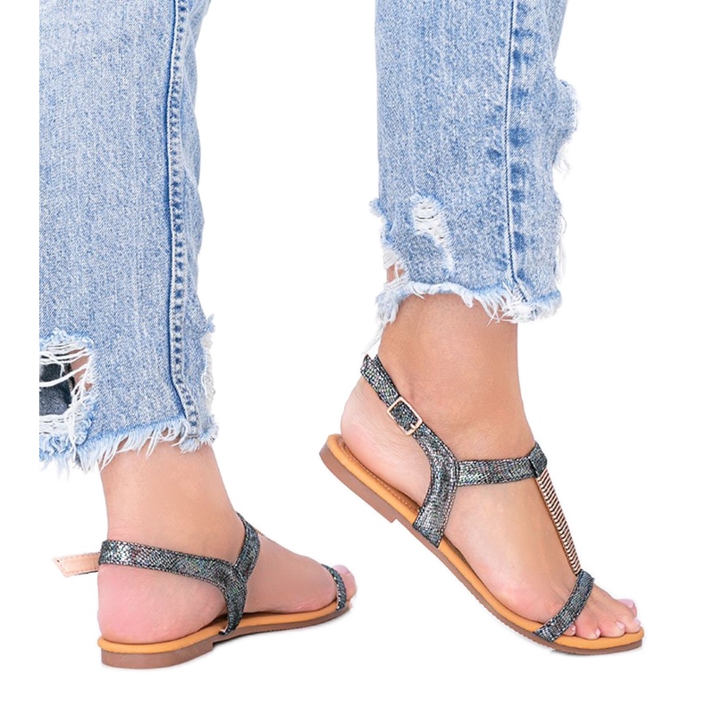 Sandálias femininas holográficas pretas Igi preto