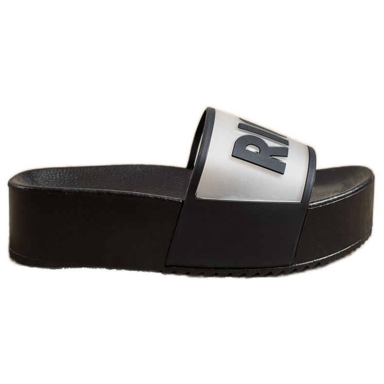 Small Swan Chinelos com plataforma rica preto