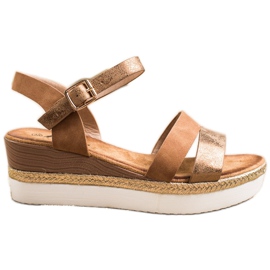 SHELOVET Sandálias leves com salto em cunha castanho dourado
