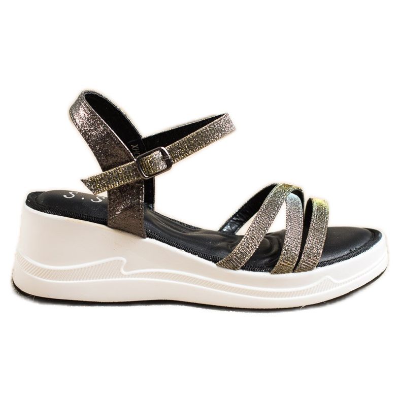 Small Swan Sandálias brilhantes em cunha preto