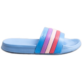 Bona Chinelos com listras coloridas azul