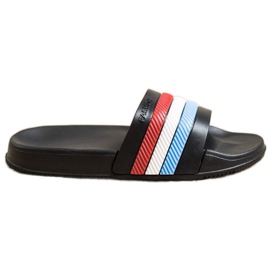 Bona Chinelos com listras coloridas preto
