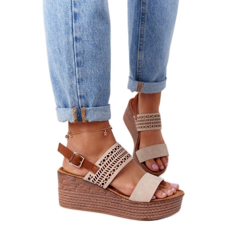 S.Barski Sandálias de cunha a céu aberto S. Barski GD-47 Bege