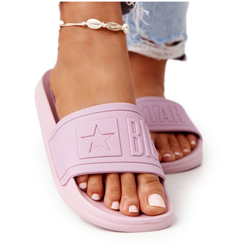 Chinelos femininos Big Star HH274A041 rosa em pó