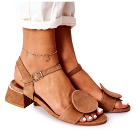 Sandálias de salto alto camurça Maciejka 5198A-29 vermelho marrom