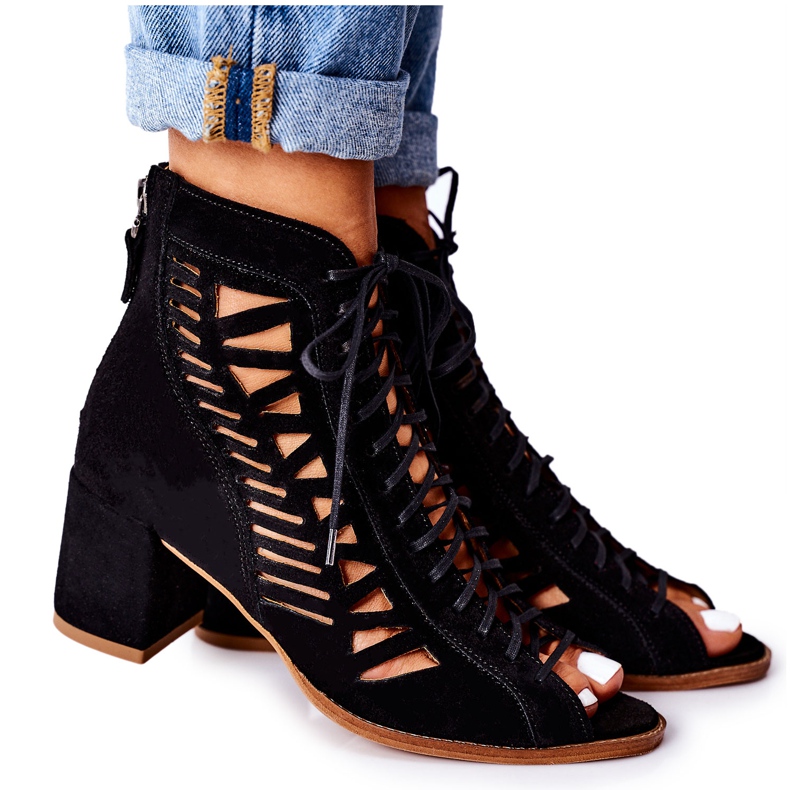 Botas de camurça Openwork Maciejka Vermelho 04040-01 Preto