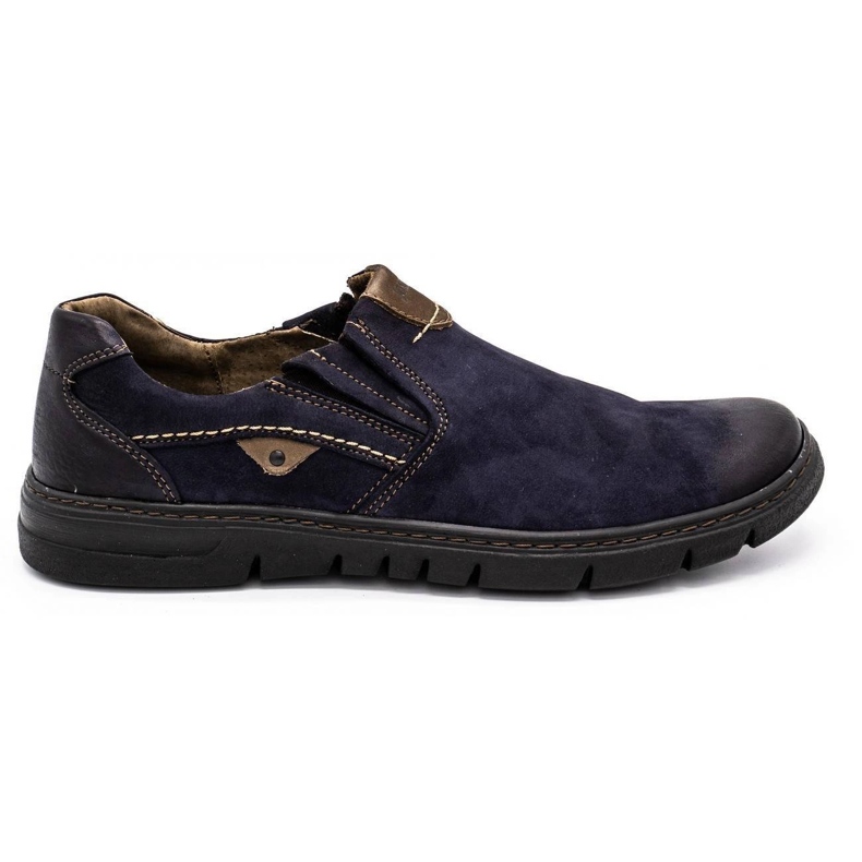 Joker Sapatos deslizantes de couro masculino 507J azul marinho