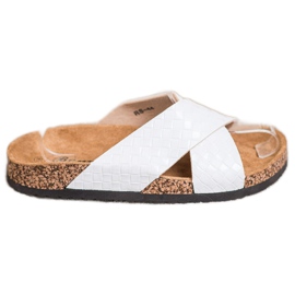 Bona Chinelos confortáveis ​​de couro ecológico branco