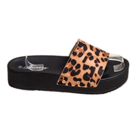 Bona Chinelos de plataforma com estampa leopardo marrom