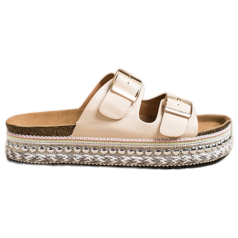 SHELOVET Chinelos Com Plataforma Decorativa bege