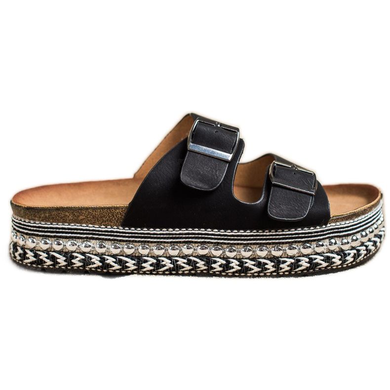 SHELOVET Chinelos Com Plataforma Decorativa preto