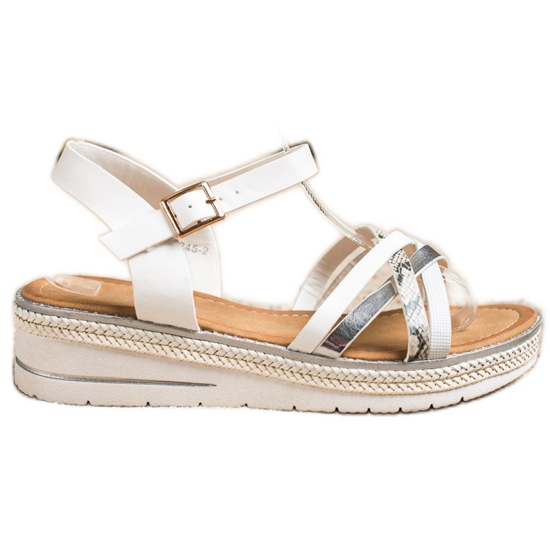 Groto Gogo Sandálias elegantes com cunha baixa branco