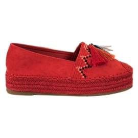 Coura Alpercatas de camurça com franjas vermelho Coura Alpercatas de camurça com franjas vermelho