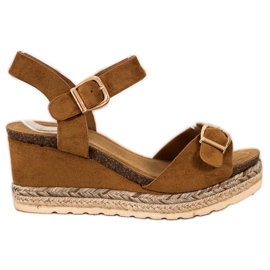 SHELOVET Sandálias de cunha com fivela castanho