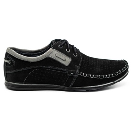 Olivier Mocassins de couro preto masculino 4228