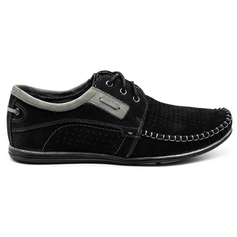 Olivier Mocassins de couro preto masculino 4228