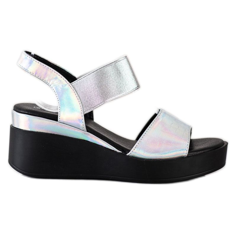 Coura Sandálias Shiny Wedge prata