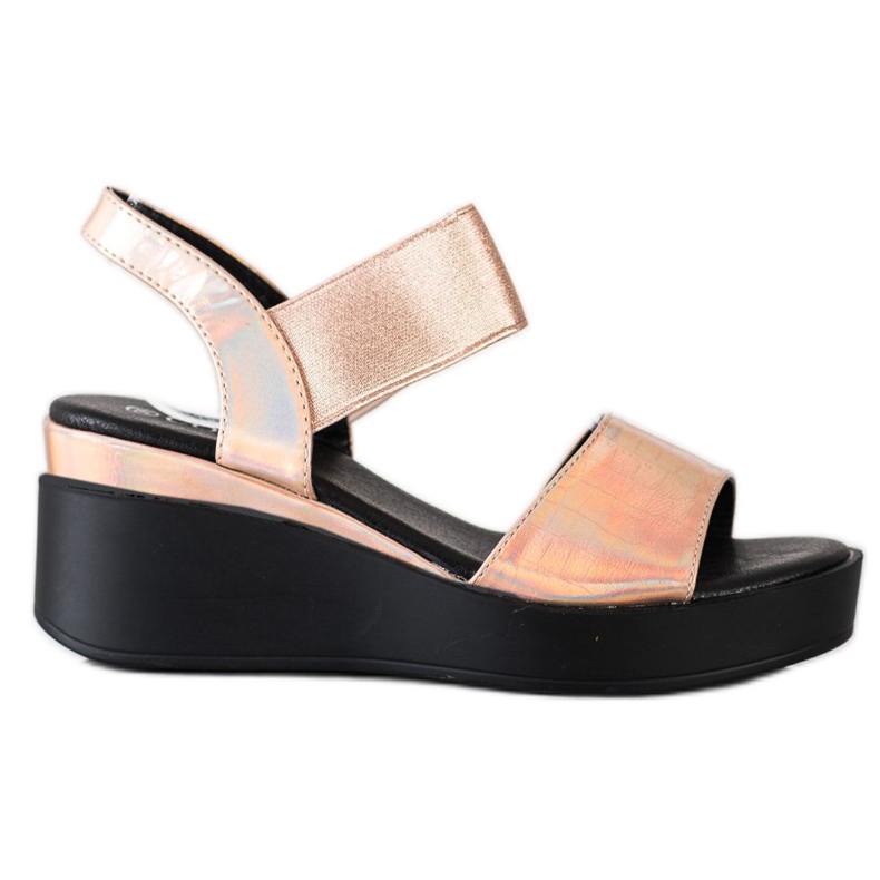 Coura Sandálias Shiny Wedge dourado