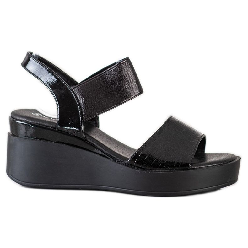 Coura Sandálias Shiny Wedge preto