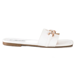 Renda Chinelos Elegantes Com Ornamento branco