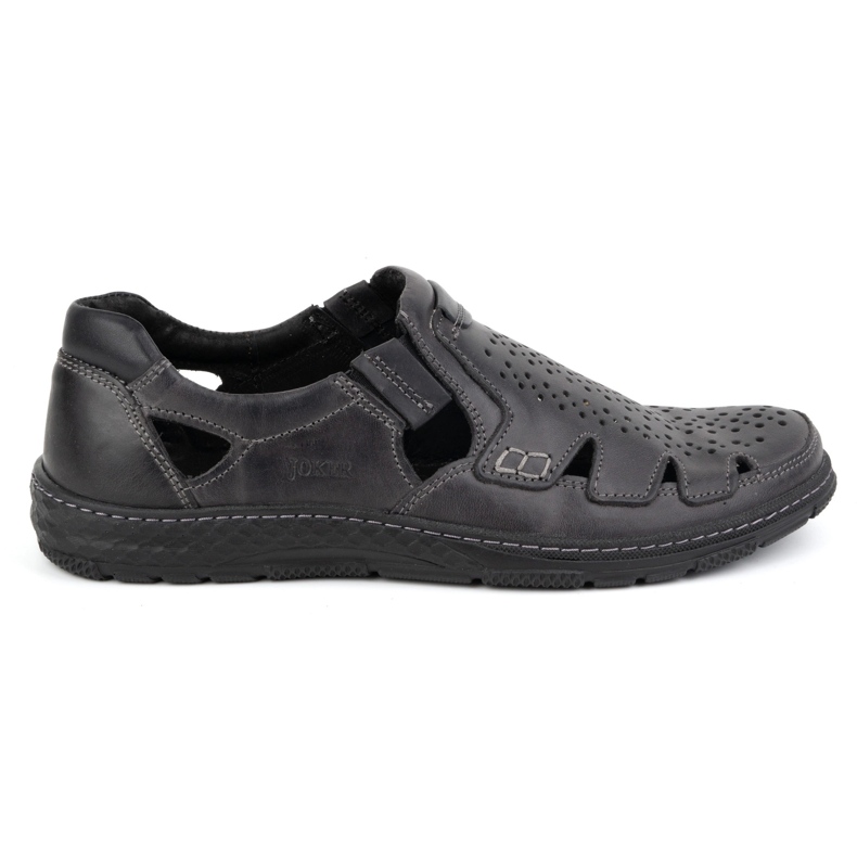 Joker Sapatos masculinos de couro de verão, slip-on cinza 500J