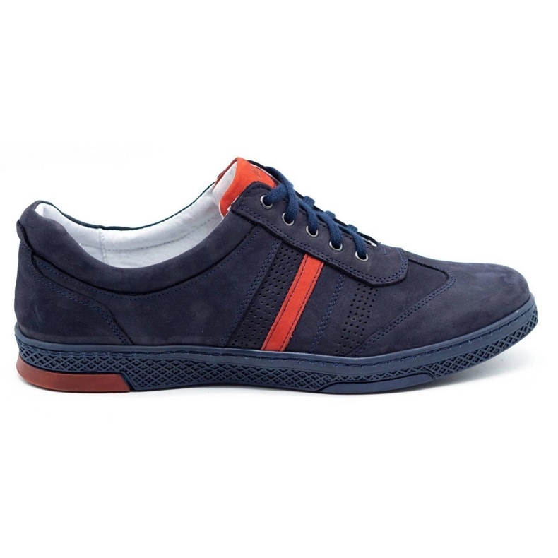 Joker Sapatos casuais de couro masculino 521/2 azul marinho