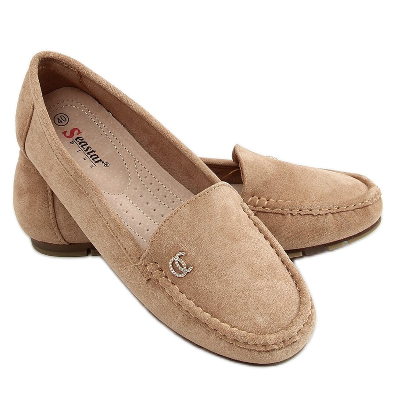 Mocassim feminino bege escuro GS14P Khaki cáqui