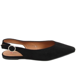Bailarinas pretas com salto aberto SD01P Black preto