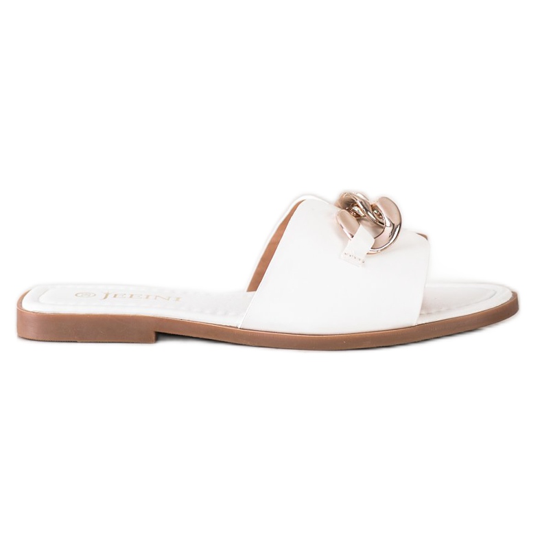 SHELOVET chinelos com enfeite dourado branco SHELOVET chinelos com enfeite dourado branco